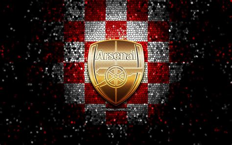 Download wallpapers Arsenal FC, glitter logo, Premier League, red 