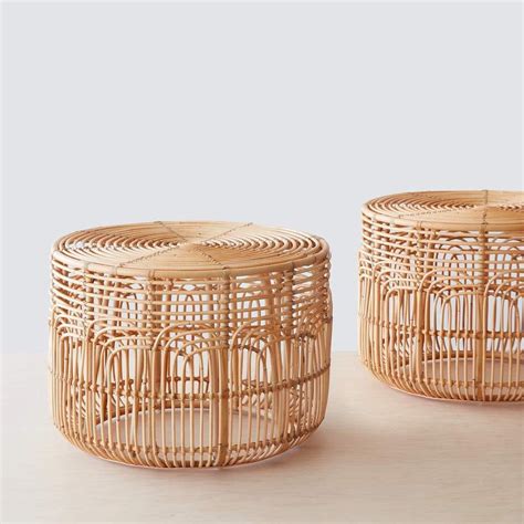 Modern Rattan Side Table Handwoven In Indonesia The Citizenry