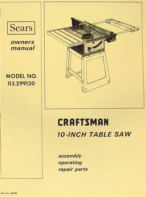 CRAFTSMAN Table Saw Operator Parts Manual Ozark Tool