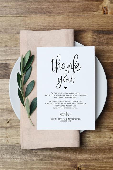 Wedding Thank You Note Printable Thank You Card Template Instant Download Edit With Templett
