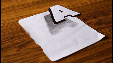 How To Drawing 3D Floating Letter A Trick Art On Line Paper For