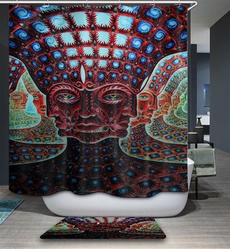 Psychedelic Artist Alex Grey Godself Art Shower Curtain Bathroom Decor Nhalahome