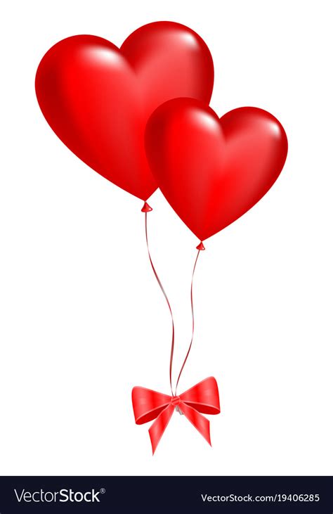 two balloons in shape hearts on a white royalty free vector