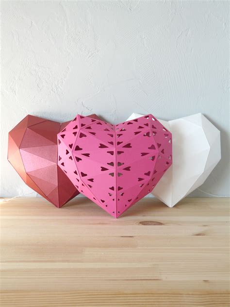 3d Papercraft Heart 2 Pdf Dxf Templates Crealandia Paper Crafts