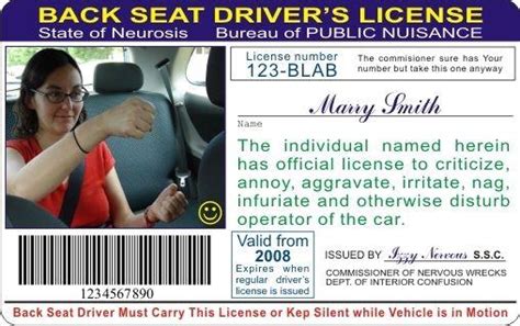 Id Card Back Seat Drivers License Prank Fun Entertainment With Your