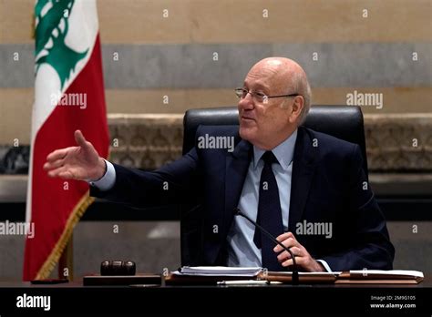Lebanese Caretaker Prime Minister Najib Mikati Heads A Cabinet Meeting