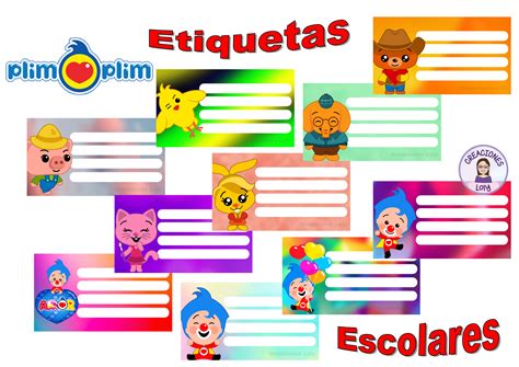 Creaciones Loly Etiquetas Escolares Plim Plim