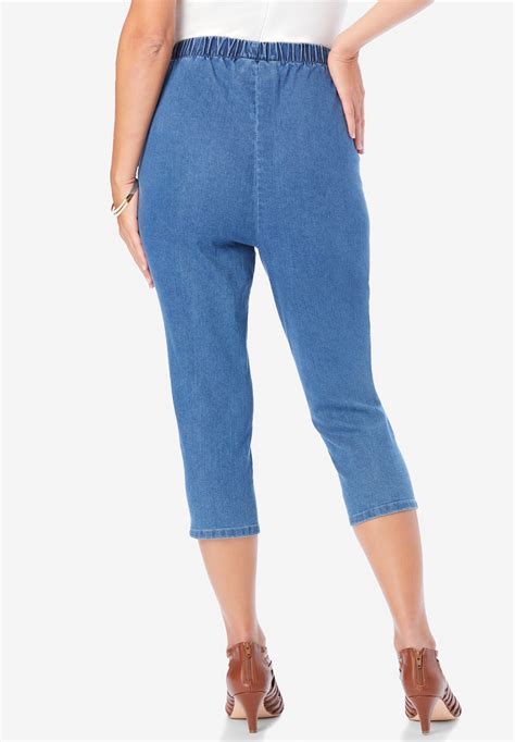 Capri Pull On Stretch Jean By Denim Plus Size Capris And Shorts Roaman S