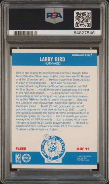 FLEER AUTOCOLLANT Larry Bird PSA Boston Celtics HOF EUR PicClick FR