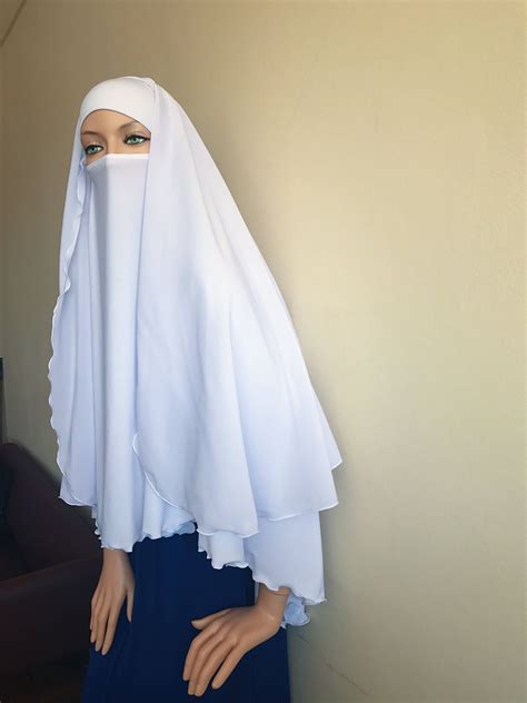 Niqab Veil White Color Long Hijab Niqab Transformerblack Etsy