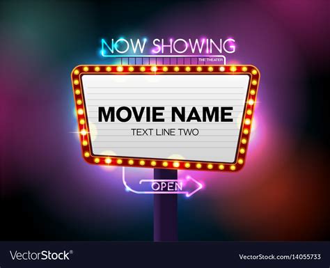 Theater Sign And Neon Light Royalty Free Vector Image