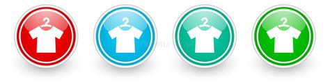 Fashion Shirt Vector Icons Colorful Glossy Buttons On White Stock
