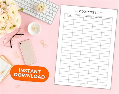 Blood Pressure Tracker Blood Pressure Log Book Printable Etsy