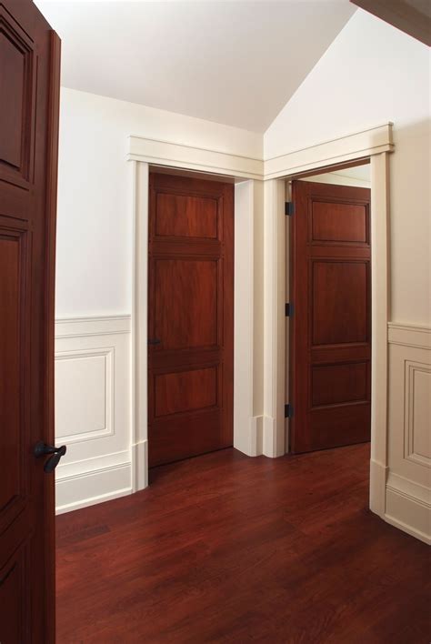 Custom 3 Panel Mahogany Interior Door With Craftsman Style Painted Door