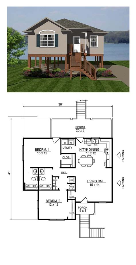 Coastal Style House Plan 96705 With 2 Bed 2 Bath Coastal House Plans
