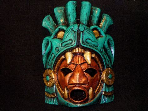 Large Aztec Warrior Mask Stone Jaguar Calendar Mayan Mexican Art Maya