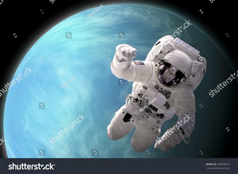 Depiction Astronaut Floating Outer Space Water Stock Photo 239078677