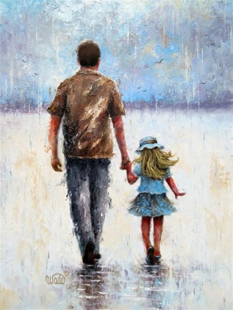 Father Daughter Art Print Dad Daughter Paintings Walking With Dad