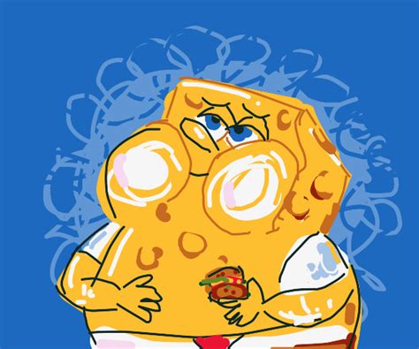 Fat Spongebob Holding Burger Drawception