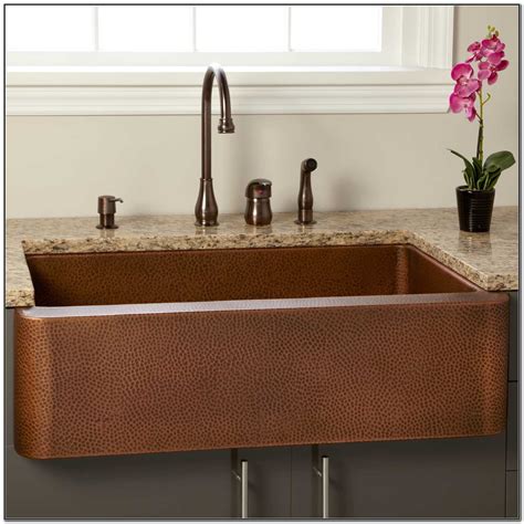 Nickel Plated Hammered Copper Farmhouse Sink Sink And Faucets Home