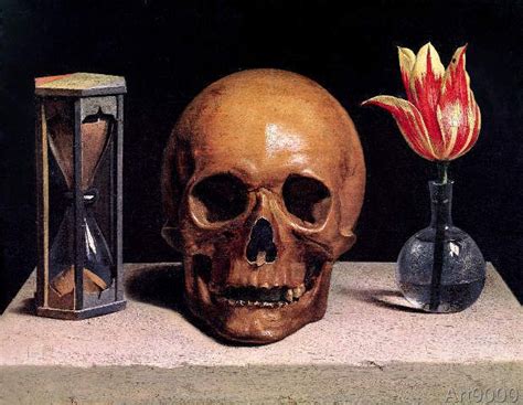 De Champaigne Vanitas Still Life With Tulip Skull Hour Glass Art