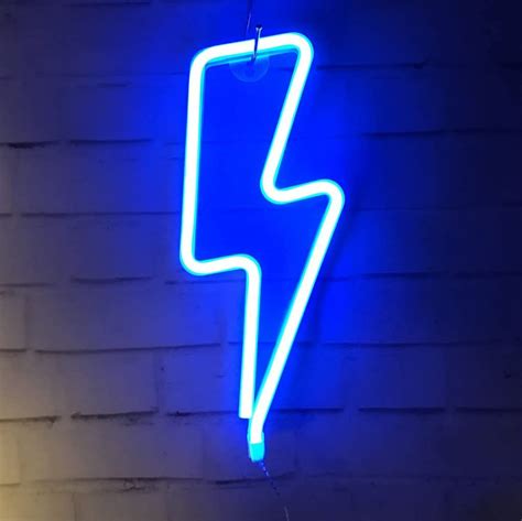 Blue Aesthetic Discover Neon Light Sign Led Lightning Shaped Night Light Wall Decor Light