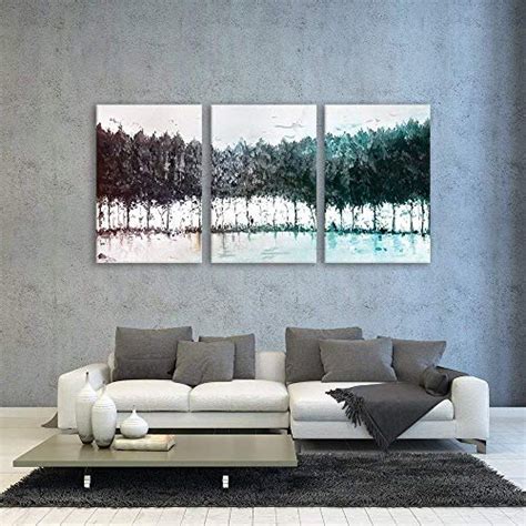 Teal And Grey Abstract Art Painting X3 Panels Canvas Art Wall26