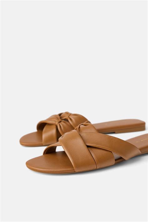 Image 4 Of Low Heeled Strappy Leather Sandals From Zara Strappy