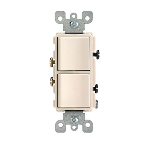Leviton Decora 15 Amp Single Pole Dual Switch Light Almond R66 05634