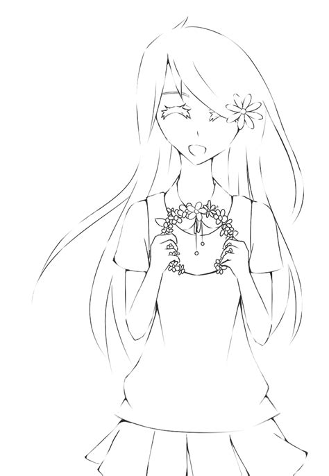 Anime Girl With Flower Crown By Akumadrawing On Deviantart