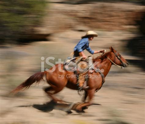 Galloping Horse With Cowgirl Incowboys And Wranglers Series 3 Stock