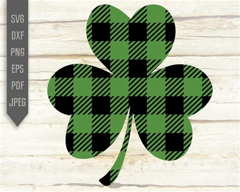 Buffalo Plaid Shamrock Svg St Patricks Day Svg Green Etsy