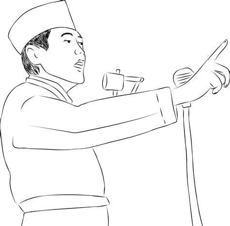 Sumpah Pemuda Soekarno Arte Lineal Icono De Cartón Png Héroes