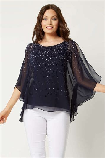 Sparkly Chiffon Overlay Top Evening Wear Tops Dressy Evening Tops
