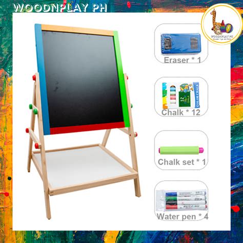 Woodnplay Ph 2 In 1 Magnetic Whiteboard Blackboard For Kids Toddlers