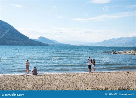 People On Okanagan Beach In Penticton Bc Canada In Summer Editorial