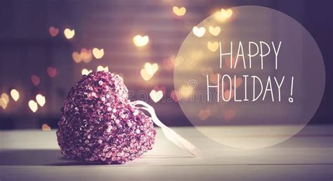 Happy Holiday Message With A Pink Heart Stock Photo Image Of Merry