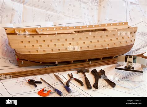 Unfinished Wooden Ship Model Hull Stock Photo Alamy