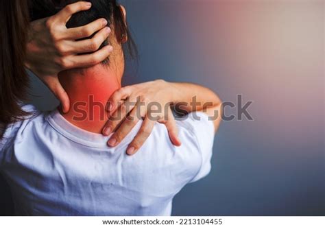 Woman Her Neck Sprain Muscle Painful Stock Photo 2213104455 Shutterstock