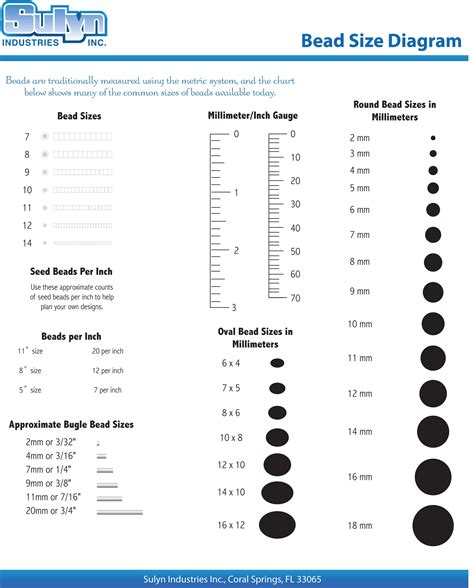 Bead Size Chart Printable Printable Calendars At A Glance