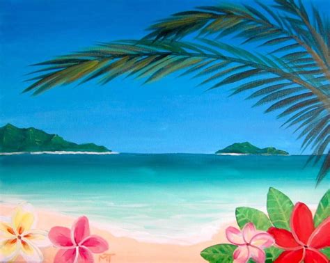 Hawaiian Tropics Hawaiian Painting Beach Painting Canvas Painting Diy