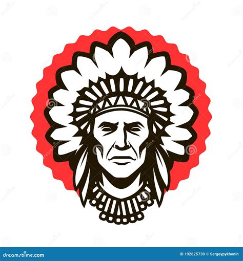 Indian Chief Logo Or Symbol Warrior Mascot Stock Vector Illustration