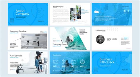 Business Pitch Deck Presentation Template With Blue Accents