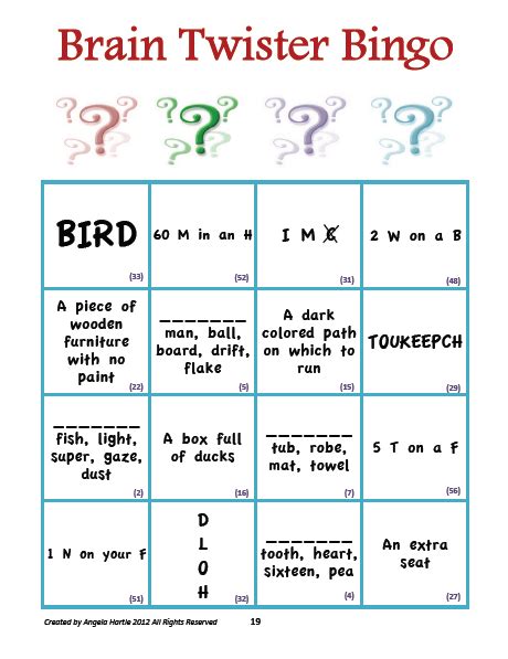 Brain Twister Bingo Devoted To Vocabulary Development