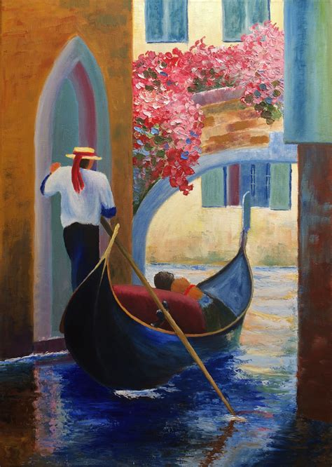 Venise En Gondole Huile Sur Toile De 70 X 50 Modern Art Canvas
