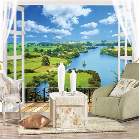 Custom Mural Nature Landscape Window 3d Wallpaper Bvm Home