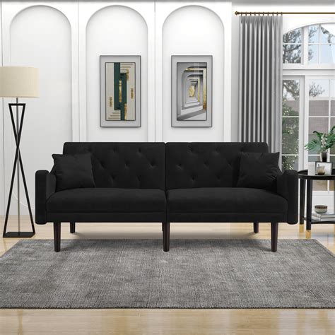 Kepooman Modern Velvet Convertible Sofa Bed For Living Room Bedroom