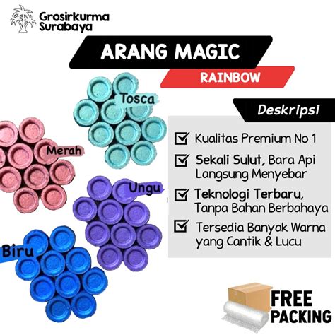 Jual ARANG MAGIC NOOR Warna Warni PELANGI Sekali Sulut Bara Api Langsung Menyebar Untuk BBQ