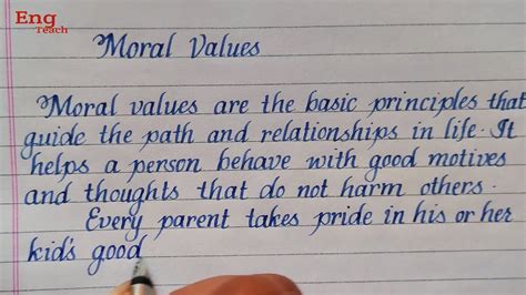 Essay On Moral Values Writing English Essay Handwriting English