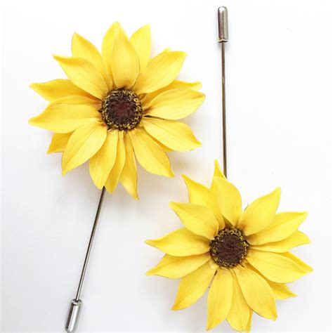Sunflower Lapel Pin Flower Lapel Pin Sunflower Wedding Etsy
